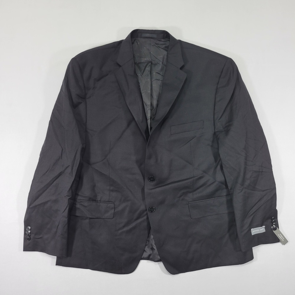 Michael Kors Mens Sport Coat Blazer Two Button BlackSharkskin Wool Blend 46S NEW